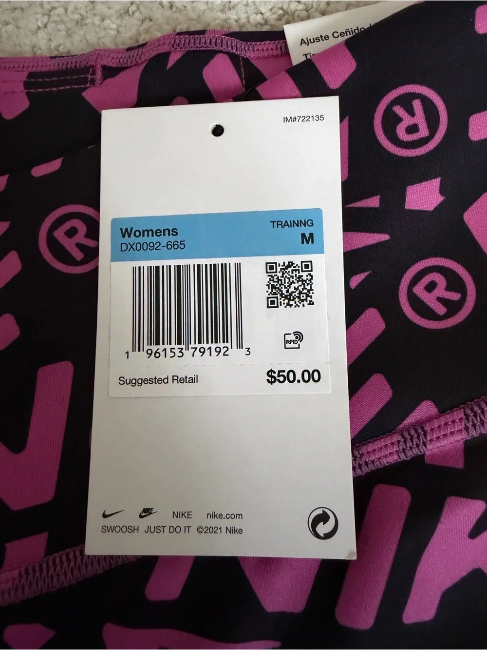Nike Black & Pink Allover Logo High-Waist Bike Shorts 7”